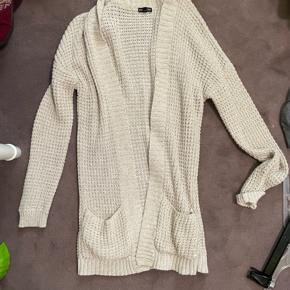 Express Cream Knit Cardigan